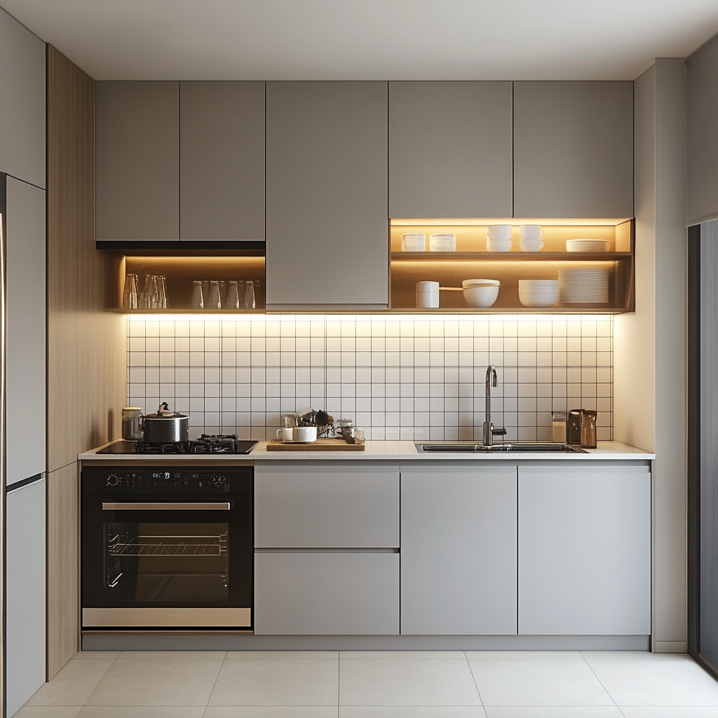 Reforma de cocina en Valencia con acabados metálicos y diseño urbano